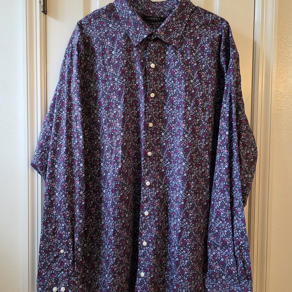 Synrgy Men's Casual Floral Button-Down Shirt 2XLT